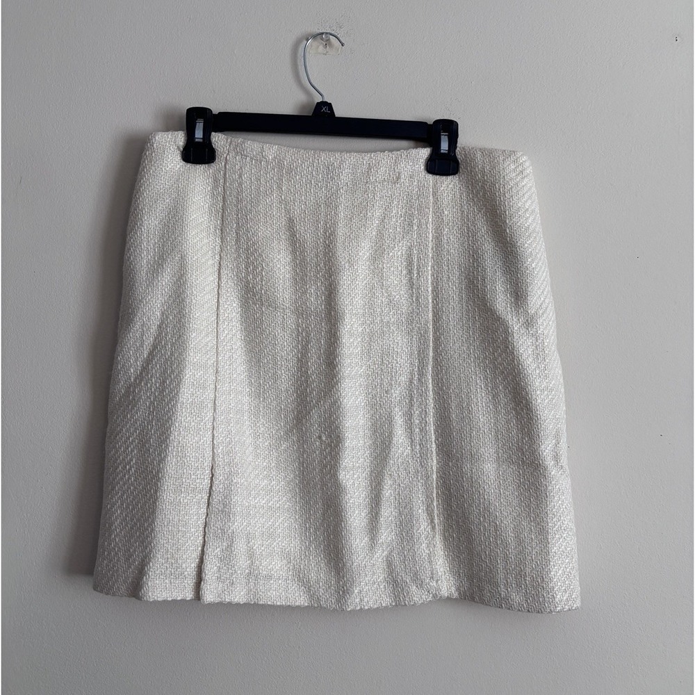 NWT Vintage Y2K Tommy Hilfiger Mini Skirt Size 12 Wool Preppy‎ Cream Academia - Picture 5 of 8